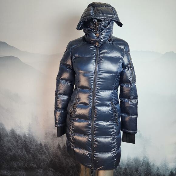BCBGMaxazria Metallic Sapphire Down Puffer Coat | Women's XS - Picture 1 of 16
